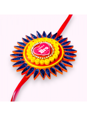 Quilled Rakhi - Yellow orange - Big size