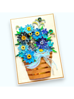 A4 size Blue quilled flowers Greeting Card 