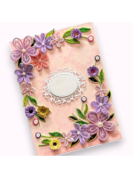 Purple Quilled Flowers Corner Greeting Card