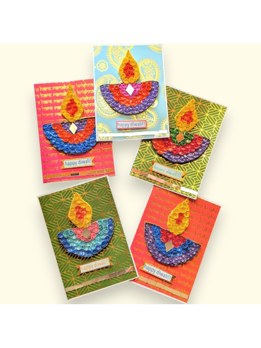 Quilled Diwali mini cards - Pack of 5 assorted