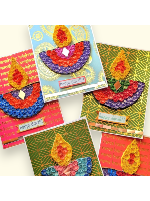 Quilled Diwali mini cards - Pack of 5 assorted