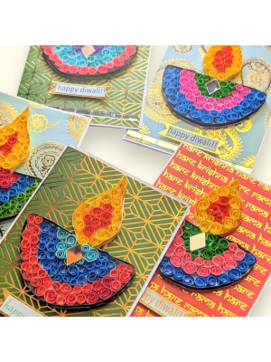 Quilled Diwali mini cards - Pack of 5 assorted