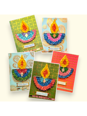 Quilled Diwali mini cards - Pack of 5 assorted
