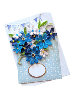 Blue Themed Quilled Flowers Greeting Card