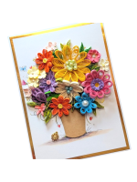 Multicolored Quilled flowers greeting card