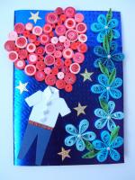 Sparkling Bright Blue with Red Heart Greeting Card