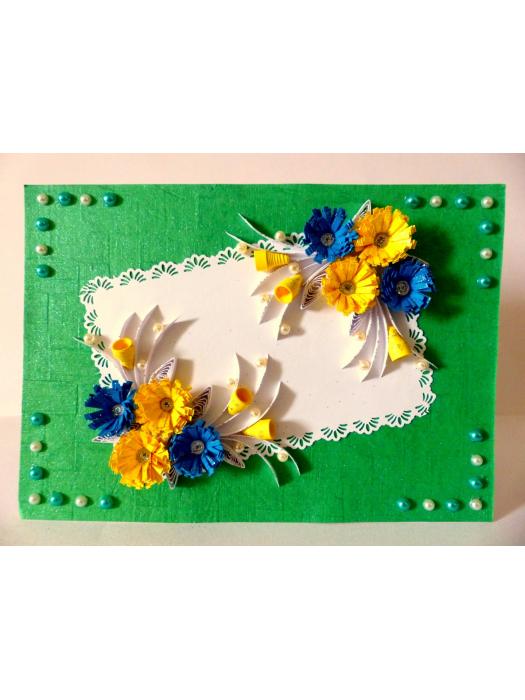 Sweet Blue and Yellow Flowers Greeting Card image