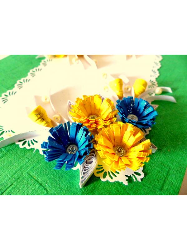 Sweet Blue and Yellow Flowers Greeting Card image