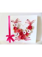 Pink Heart Flowers With Roses Greeting Card