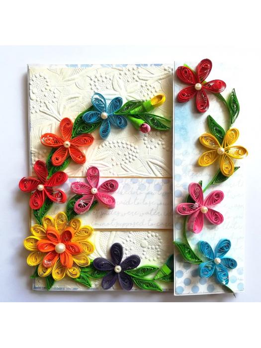 Multicolor Flowers Mini Scrapbook Greeting Card image