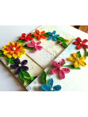 Multicolor Flowers Mini Scrapbook Greeting Card