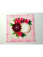 Paper Lace Border Pink Variety Flowers Greeting Card