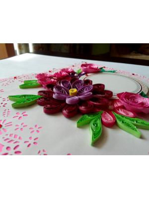 Paper Lace Border Pink Variety Flowers Greeting Card