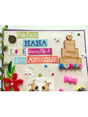 Happy Birthday With Quilled Flowers Greeting Card