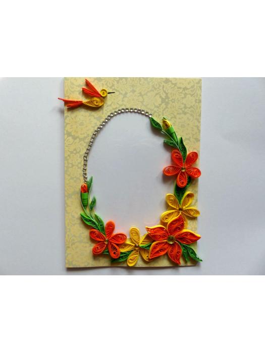 Yellow Themed Quilled Photo Frame Card