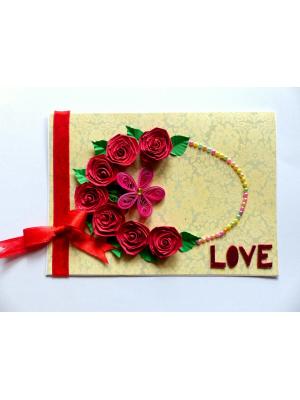 Quilled Roses In Circle Greeting Card