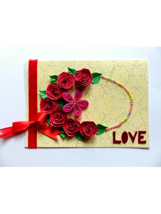 Quilled Roses In Circle Greeting Card
