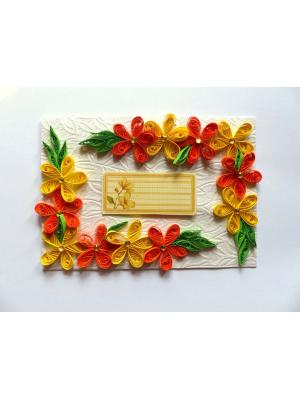 Yellow and Orange Quilled Corner Greeting Card