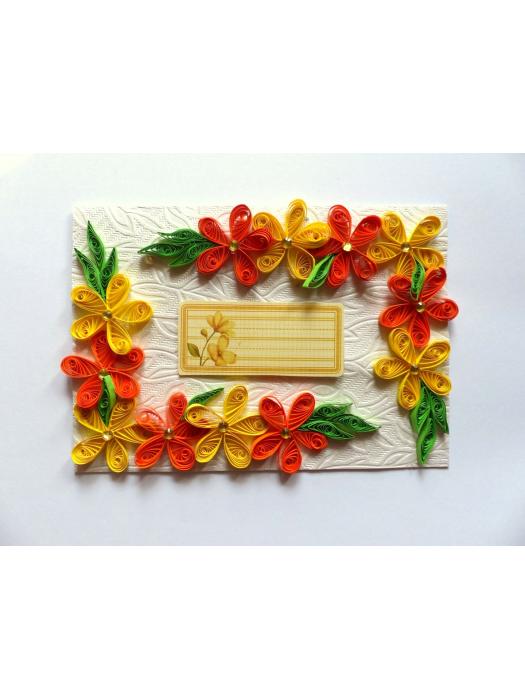 Yellow and Orange Quilled Corner Greeting Card