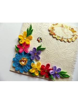 Multicolor Quilled Flowers Corner Greeting Card