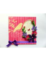 Pink Themed Sparkling Quilled Flowers Greeting Card