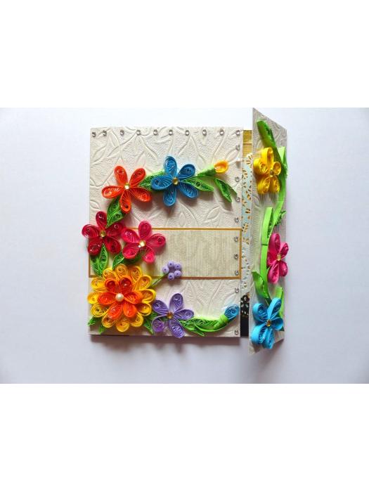 Multicolor Flowers Mini Scrapbook Greeting Card image