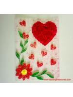 Dried Rose Petals In Heart Quilled Greeting Card