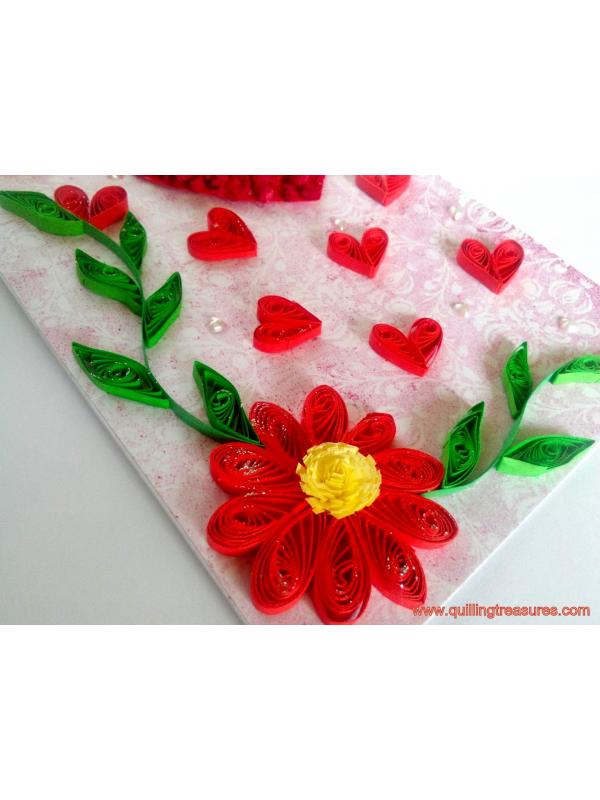 Dried Rose Petals In Heart Quilled Greeting Card image