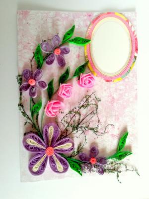 Purple Themed Quilled Greeting Card