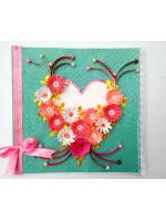 Cyan Heart Shaped Quilled Greeting Card
