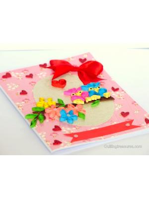 Quilled Love Birds Greeting Card
