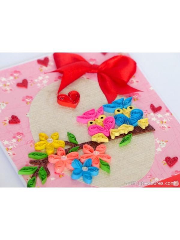 Quilled Love Birds Greeting Card image