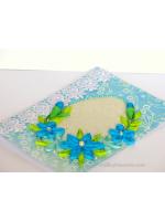 All Blues Quilled Corner With Lace Greeting Card