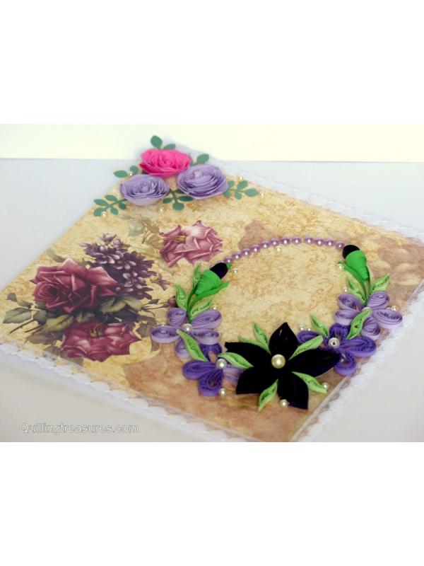 Beautiful Purple Themed Ancient Based Quilled Card image
