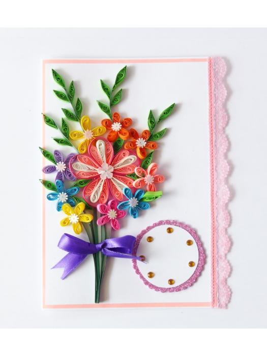 Mixed Quilled Flower Bouquet Greeting Card image