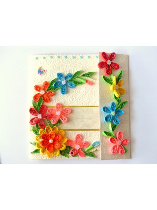 Multicolor Flowers Mini Scrapbook Greeting Card