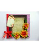 Quilled Yellow Corner Flowers In Photo frame greeting card