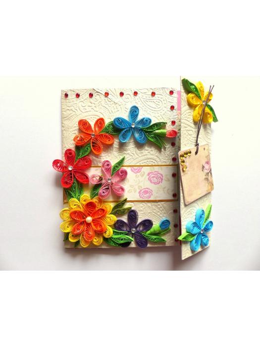 Multicolor Flowers Mini Scrapbook Greeting Card