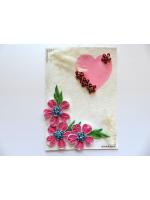 Sweet Pink Quilled Flowers Greeting Card
