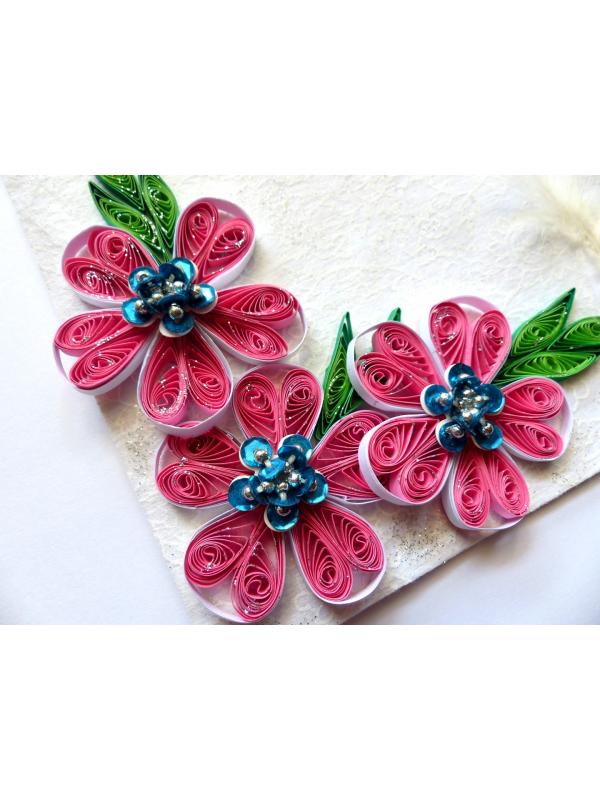 Sweet Pink Quilled Flowers Greeting Card image
