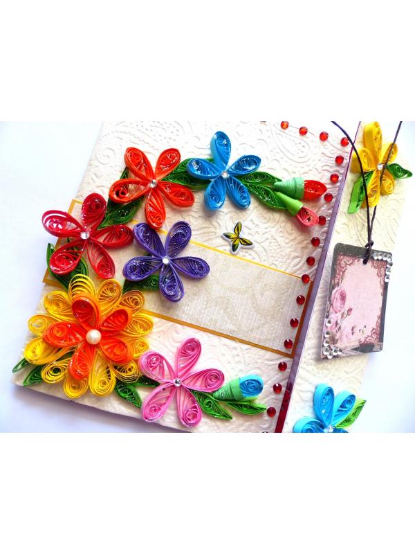Multicolor Flowers Mini Scrapbook Greeting Card