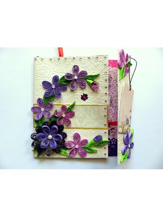 Purple Themed Flowers Mini Scrapbook Greeting Card image