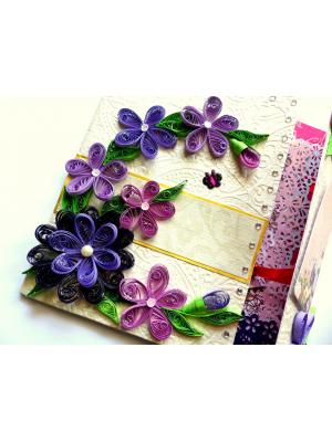 Purple Themed Flowers Mini Scrapbook Greeting Card