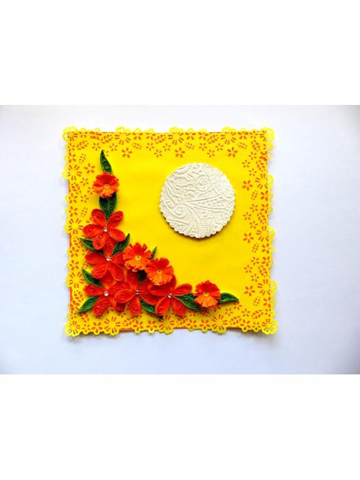 Yellow Themed Orange Flowers Greeting Card image