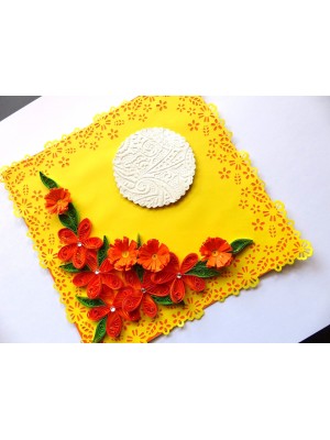 Yellow Themed Orange Flowers Greeting Card
