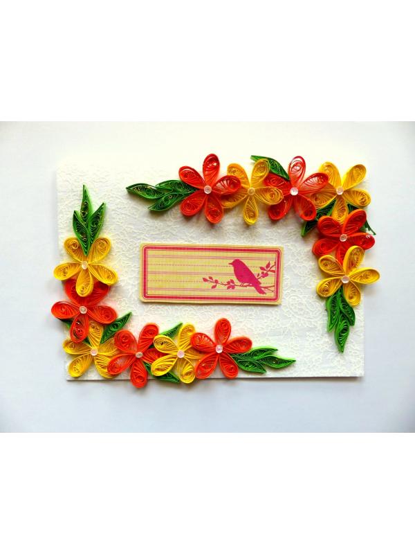 Yellow and Orange Quilled Corner Greeting Card