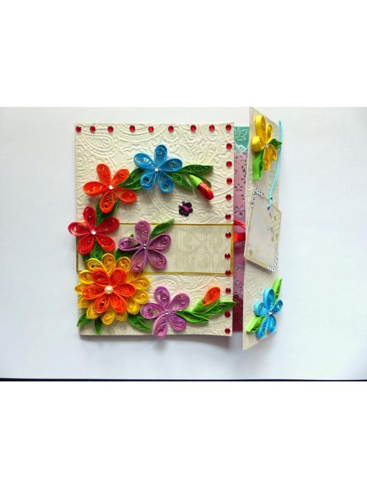 Multicolor Flowers Mini Scrapbook Greeting Card image