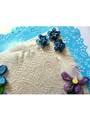 Sparkling Blue Lace and Themed Flowers Greeting Card