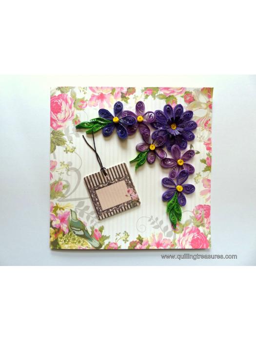 Purple Quilled Variety Flowers Greeting Card image