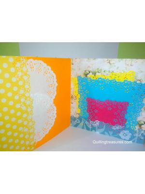 Sparkling Blue Lace and Themed Flowers Greeting Card